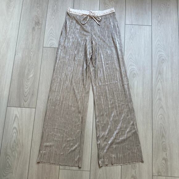 Victoria's Secret Shine Pleat Gold Champagne lounge pajama pants XS - Picture 2 of 4